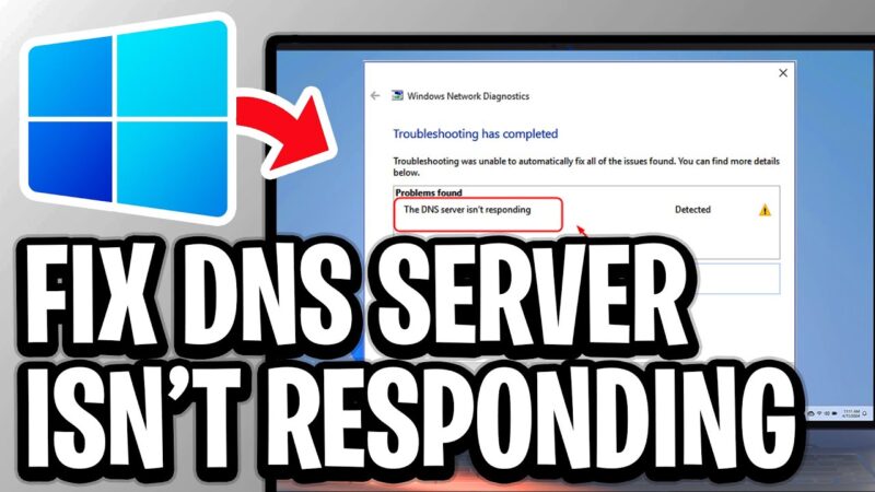 DNS server not responding troubleshooting screen